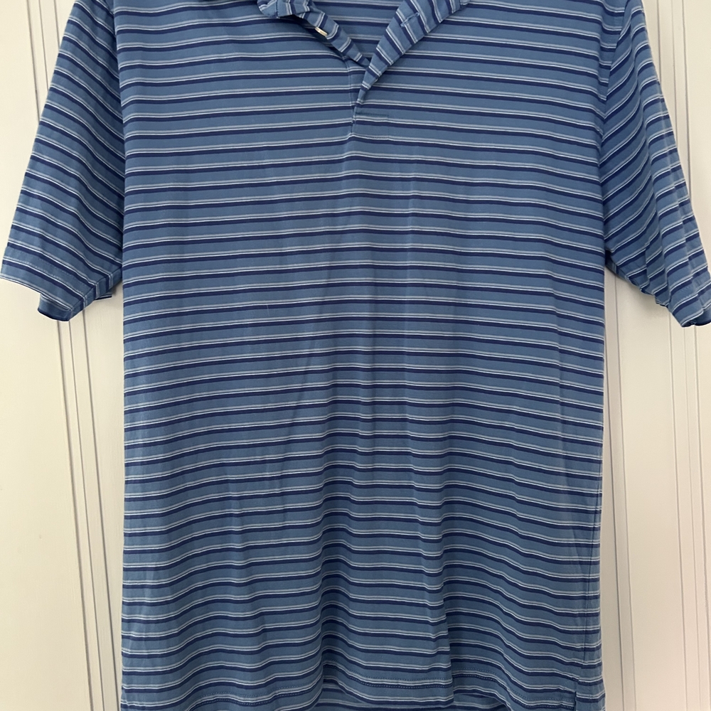 Saks Fifth Avenue Blue Polo Shirt with Stripes